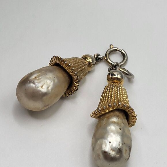Set of 2 Pearl Tassel Drop Earring/Necklace addition 2in - Picture 2 of 5